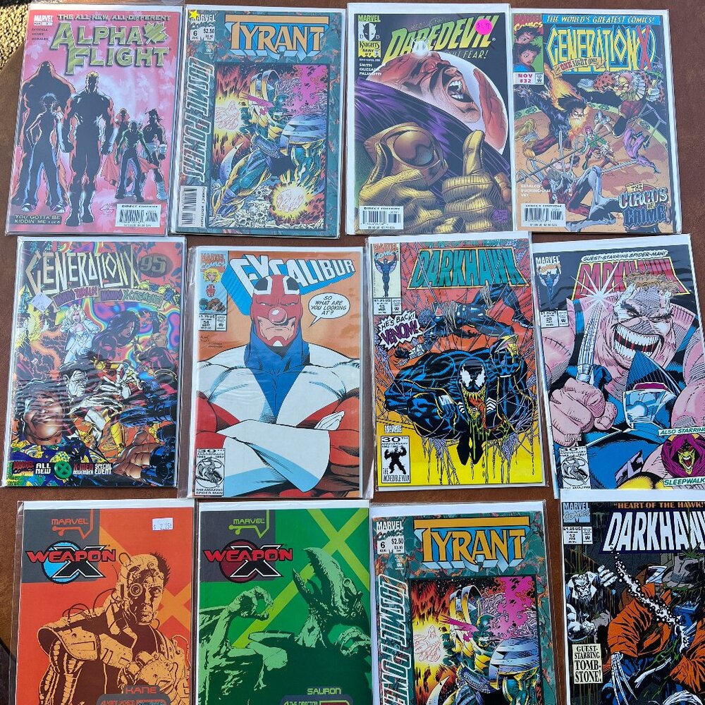 Lot of 12 Marvel Comics Excalibur, Alpha Flight, Cosmic Powers, Darkhawk, Weapon